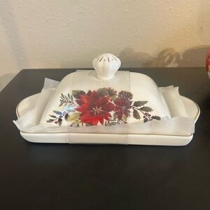 Poinsettia Butter Dish